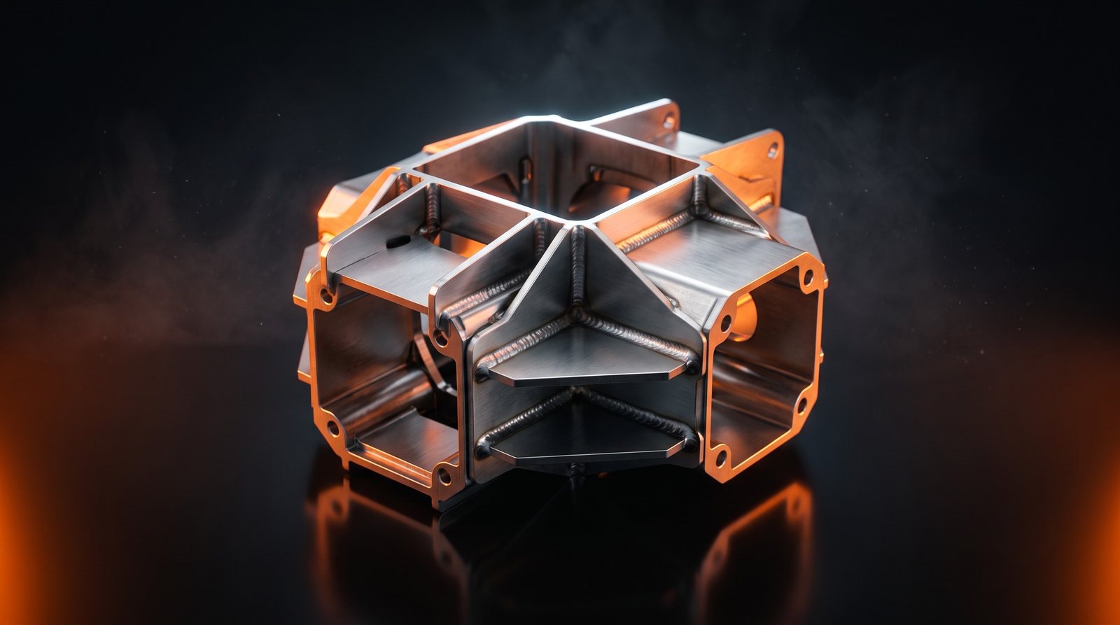 Precision laser-cut and welded stainless steel assembly fabricated by Industrial Machine Worx